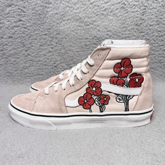 Vans x Disney Sk8 Hi Mickey Minnie Flowers Womens Size 10 Sneakers Pink Leather - Picture 3 of 9